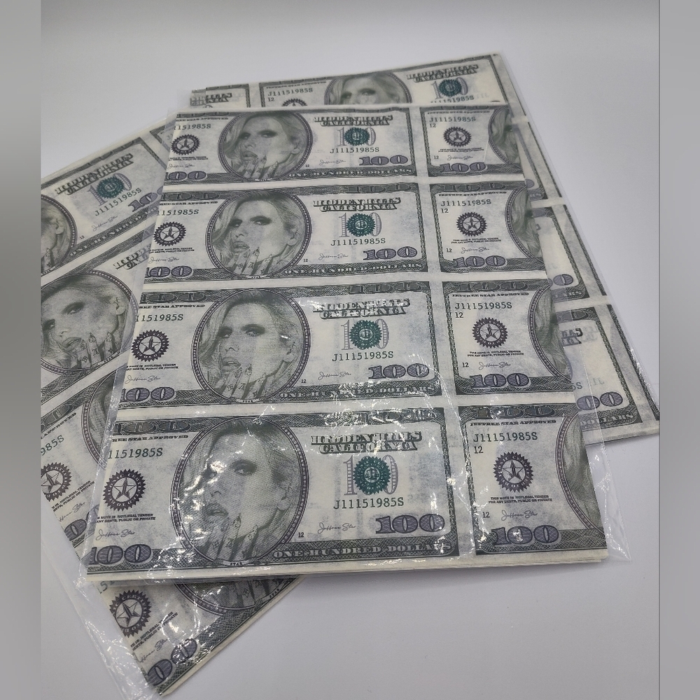 Jeffree Star Money Print Tissue Paper Set of Three (3) Sheets 29.5 x 19.8 Rare - Picture 2 of 3